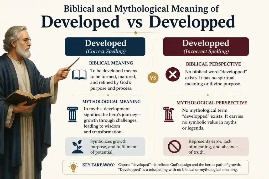 Biblical and Mythological Meaning of Developed vs Developped