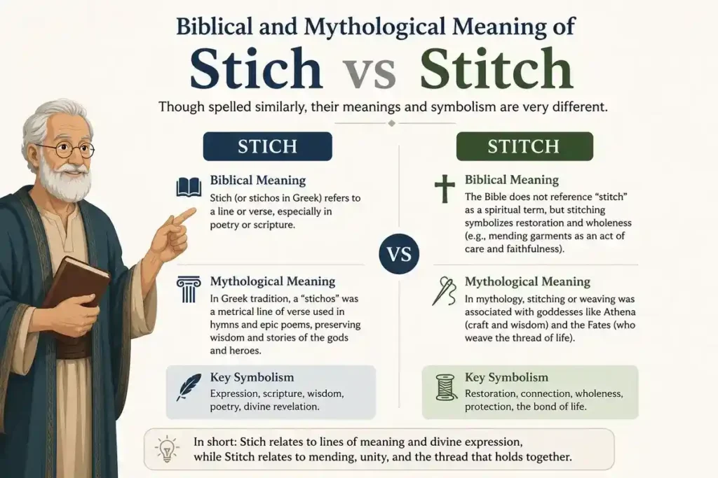 Biblical and Mythological Meaning of Stich vs Stitch (If Applicable)