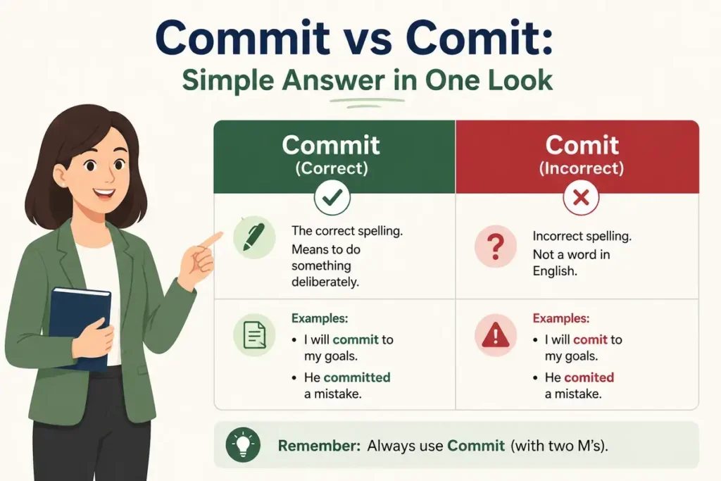 Commit vs Comit: Simple Answer in One Look