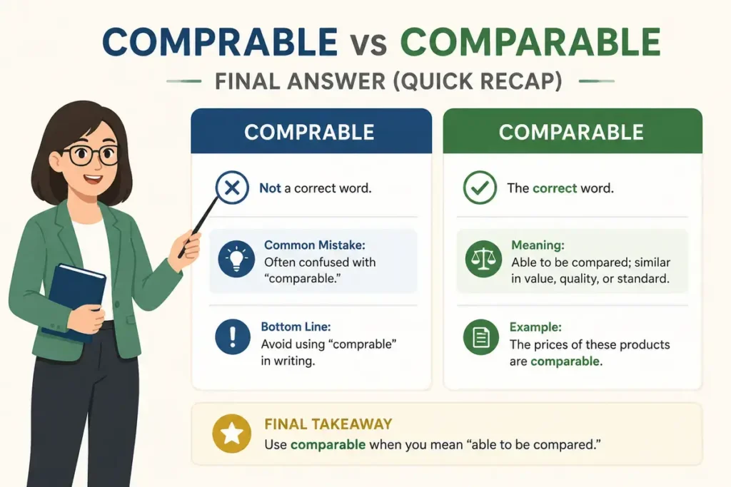 Comprable vs Comparable: Final Answer (Quick Recap)