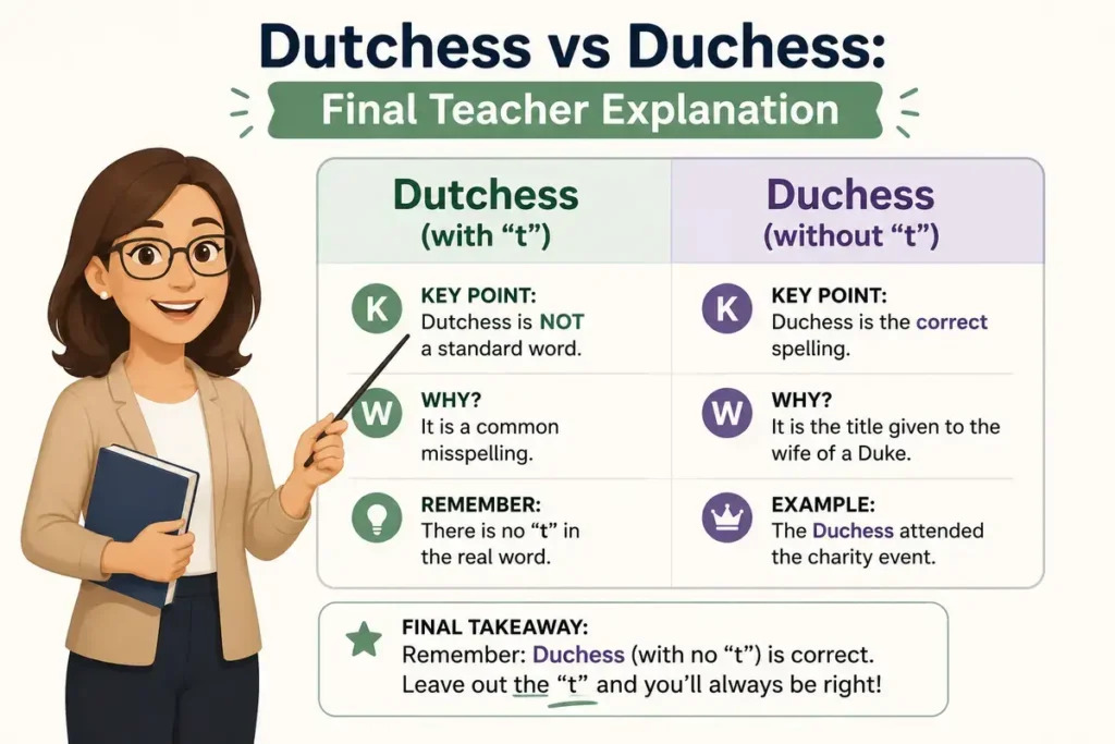 Dutchess vs Duchess: Final Teacher Explanation