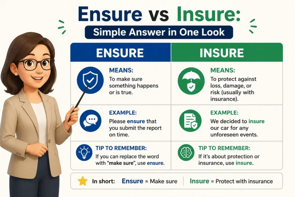 Ensure vs Insure: Simple Answer in One Look
