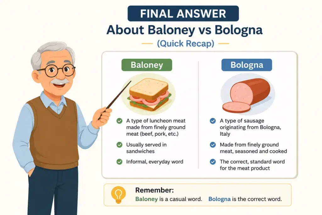 Final Answer About Baloney vs Bologna (Quick Recap)