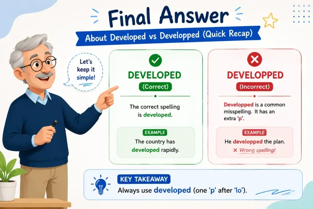 Final Answer About Developed vs Developped (Quick Recap)