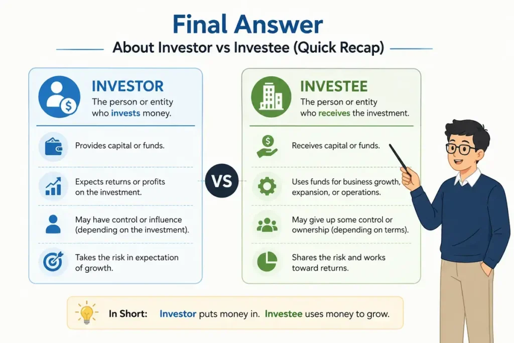 Final Answer About Investor vs Investee (Quick Recap)