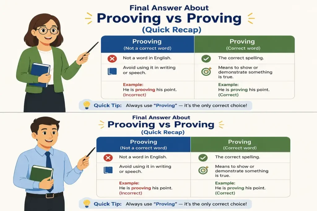 Final Answer About Prooving vs Proving (Quick Recap)