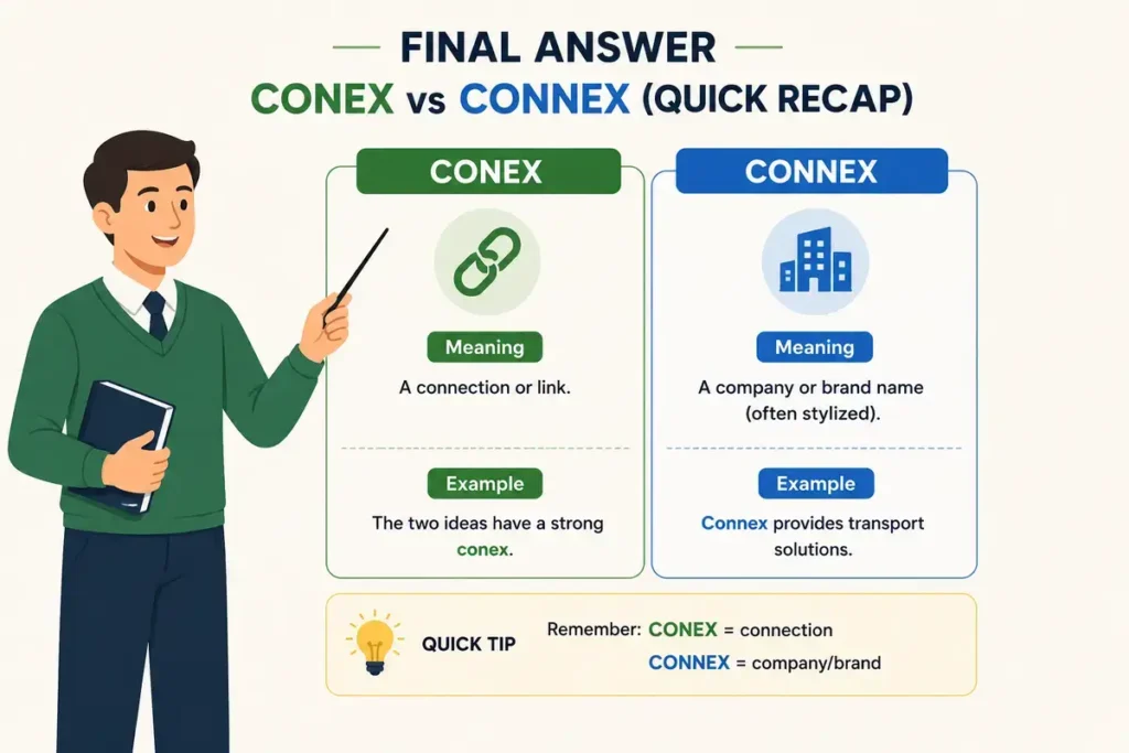 Final Answer Conex or Connex (Quick Recap)