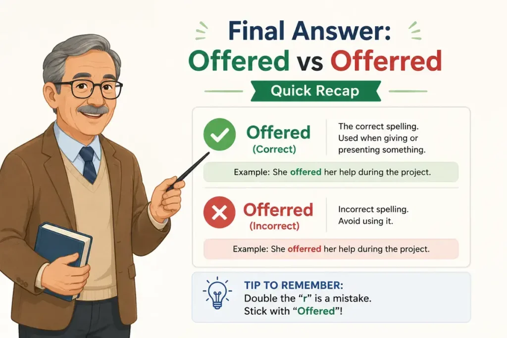 Final Answer: Offered vs Offerred Quick Recap
