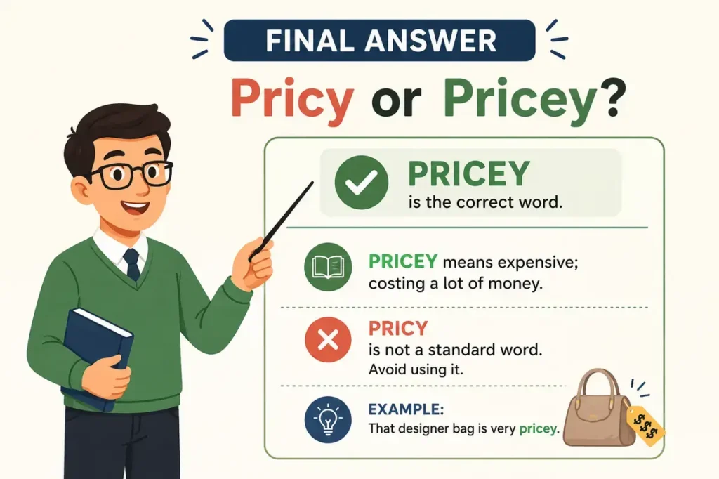 Final Answer: Pricy or Pricey