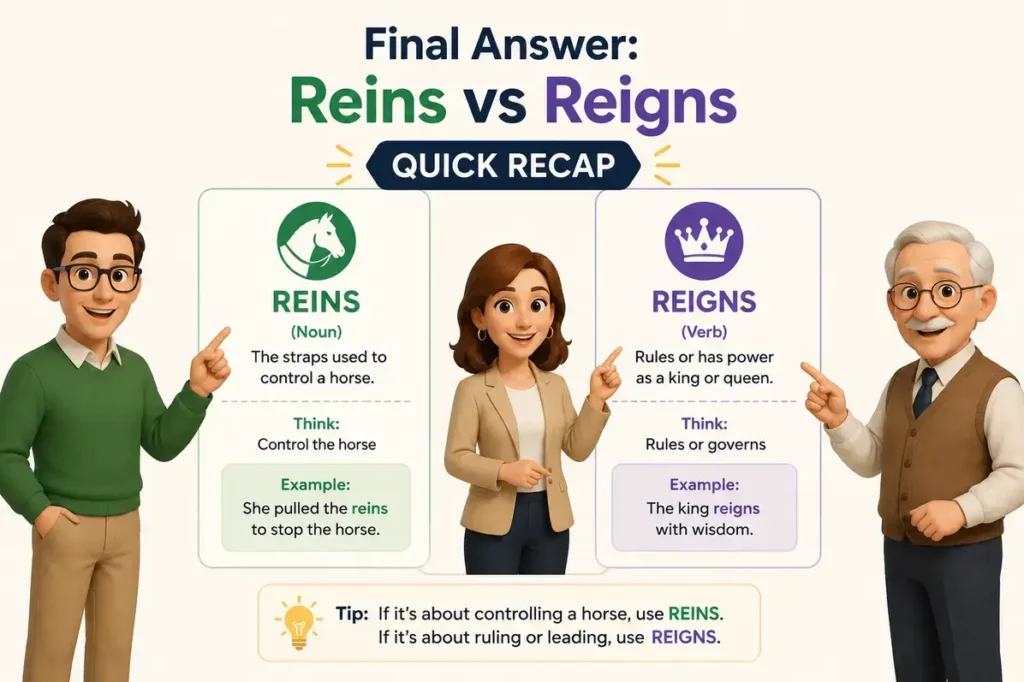 Final Answer: Reins vs Reigns Quick Recap