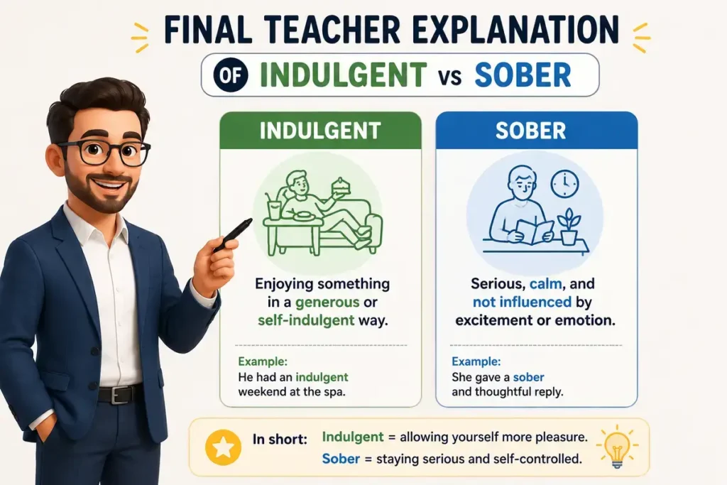 Final Teacher Explanation of Indulgent vs Sober