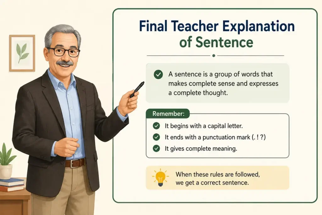 Final Teacher Explanation of Sentence or Sentance