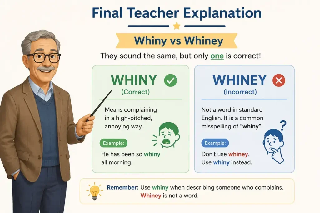Final Teacher Explanation of Whiny vs Whiney