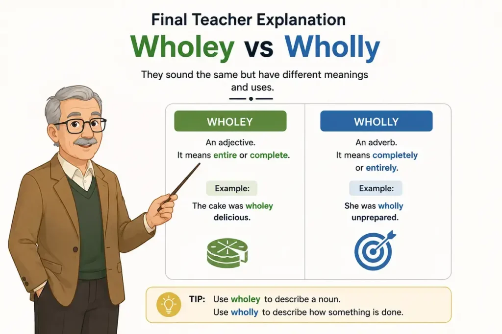 Final Teacher Explanation of Wholey vs Wholly