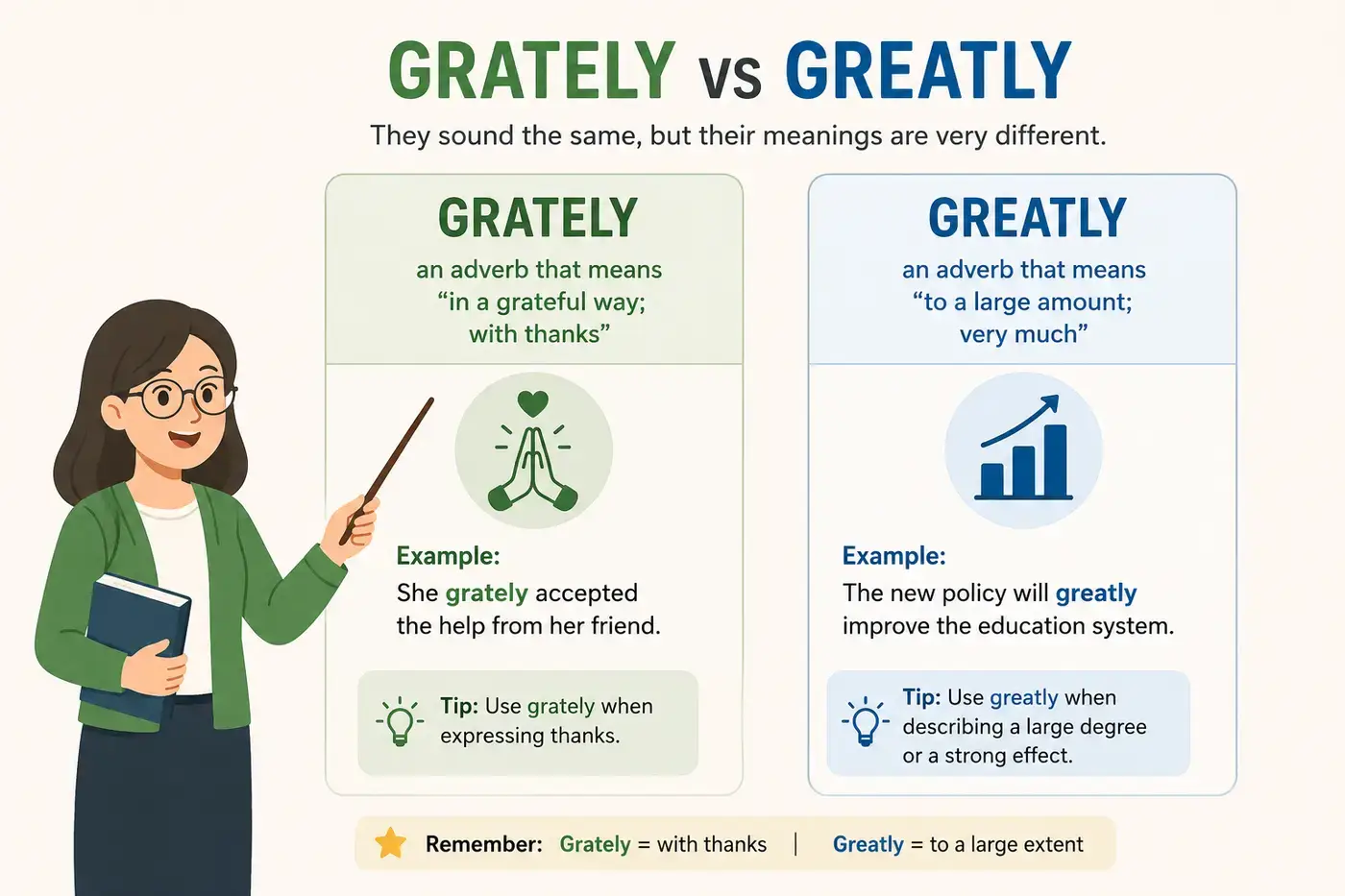 Grately vs Greatly