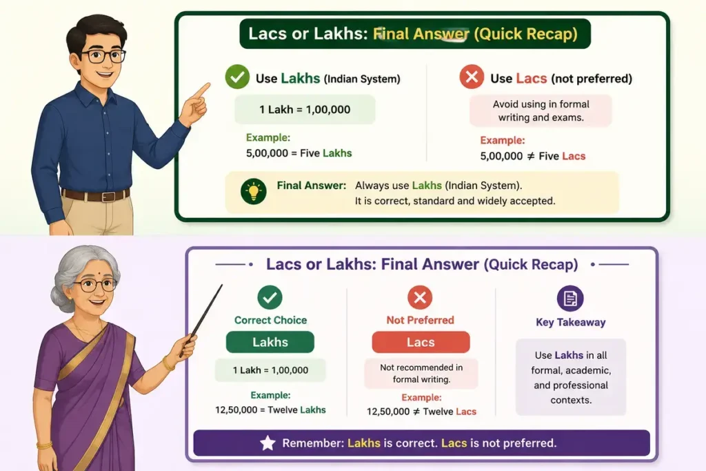 Lacs or Lakhs: Final Answer (Quick Recap)