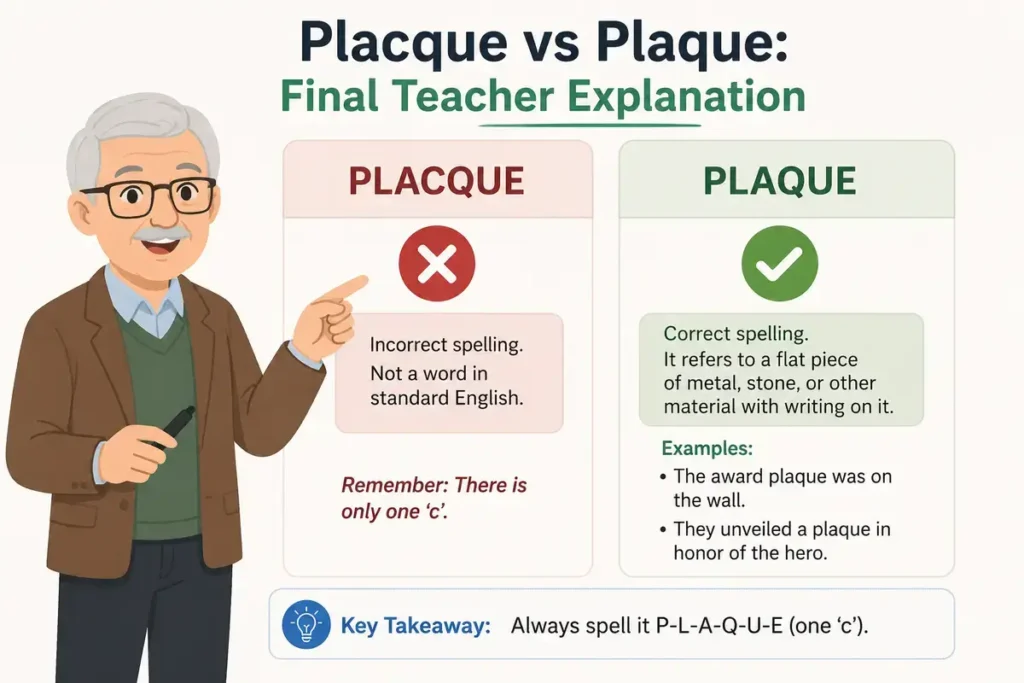Placque vs Plaque: Final Teacher Explanation