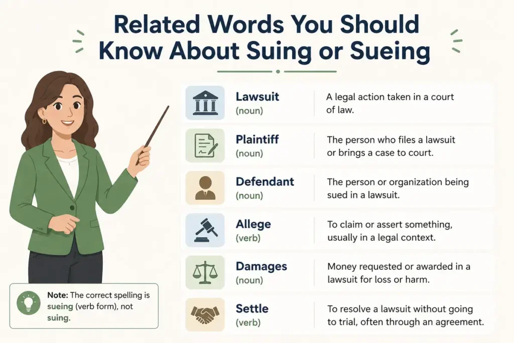 Related Words You Should Know About Suing or Sueing