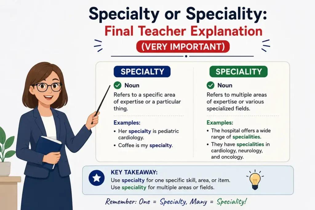 Specialty or Speciality: Final Teacher Explanation (Very Important)