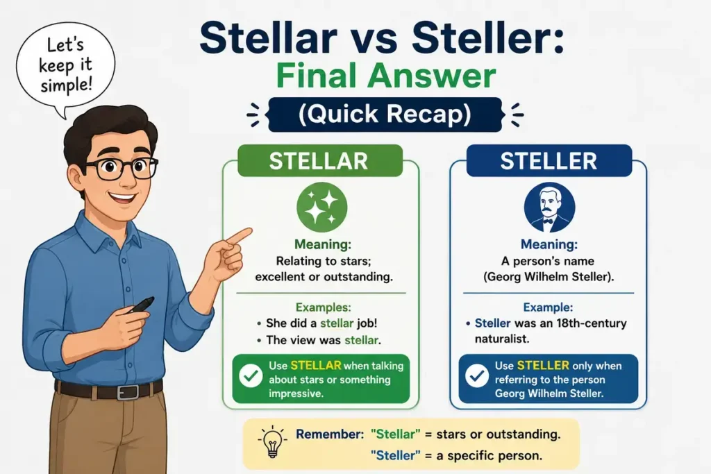 Stellar vs Steller: Final Answer (Quick Recap)