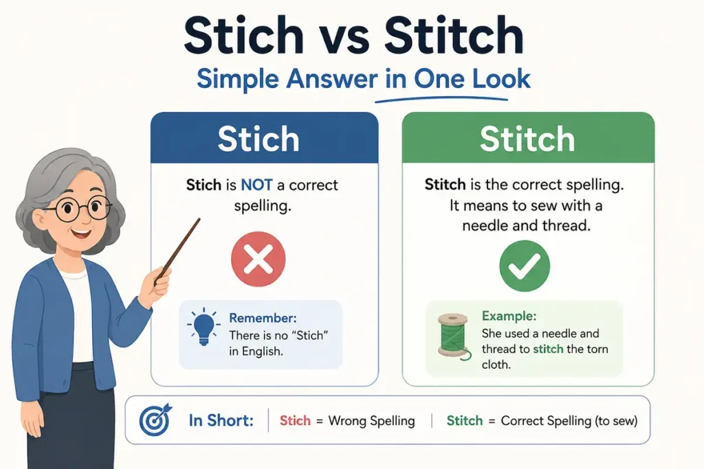 Stich vs Stitch: Simple Answer in One Look