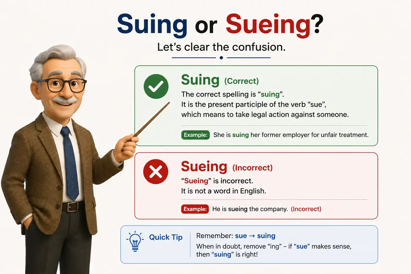 Suing or Sueing
