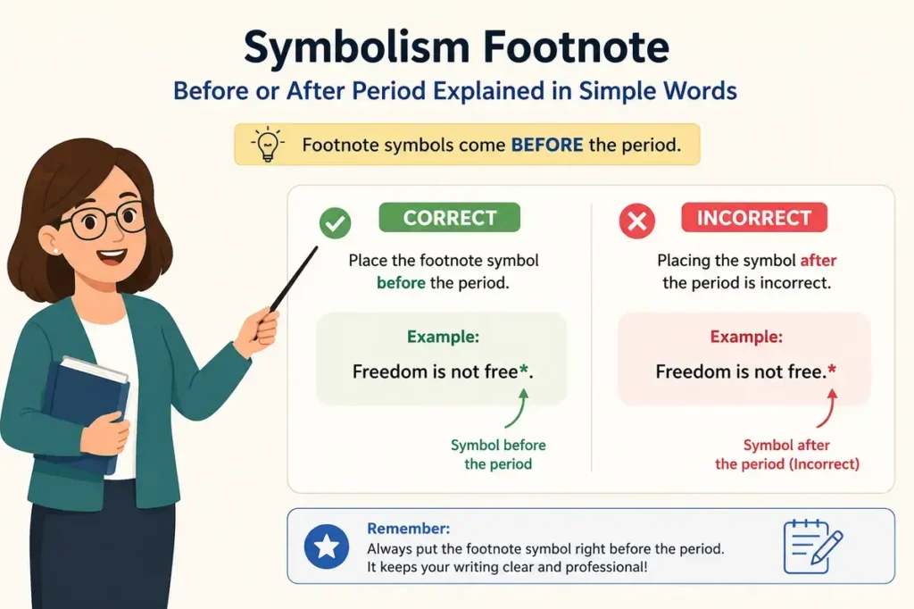 Symbolism Footnote Before or After Period Explained in Simple Words