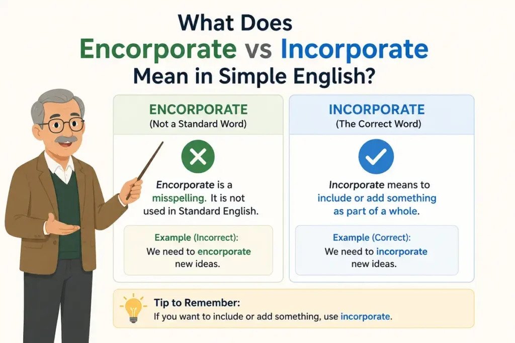 What Does Encorporate vs Incorporate Mean in Simple English?