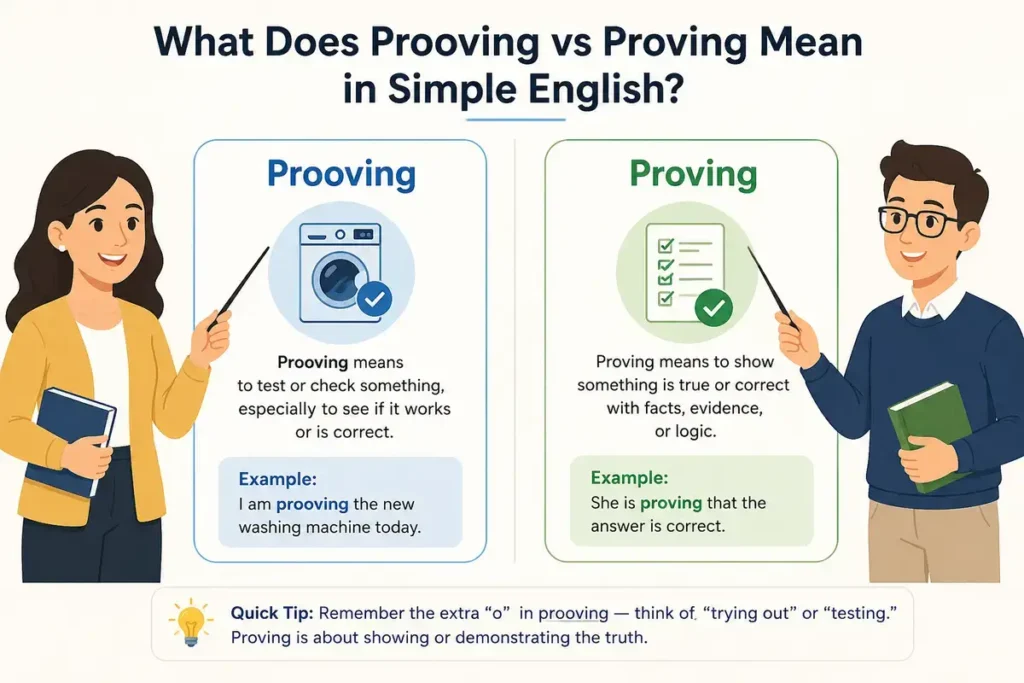 What Does Prooving vs Proving Mean in Simple English?