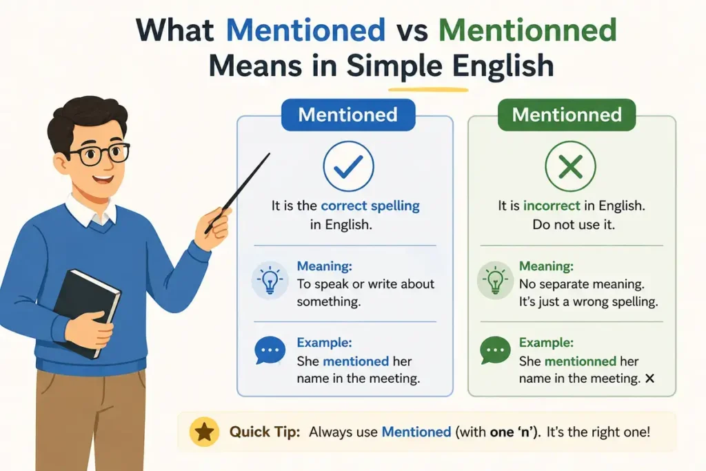 What Mentioned vs Mentionned Means in Simple English