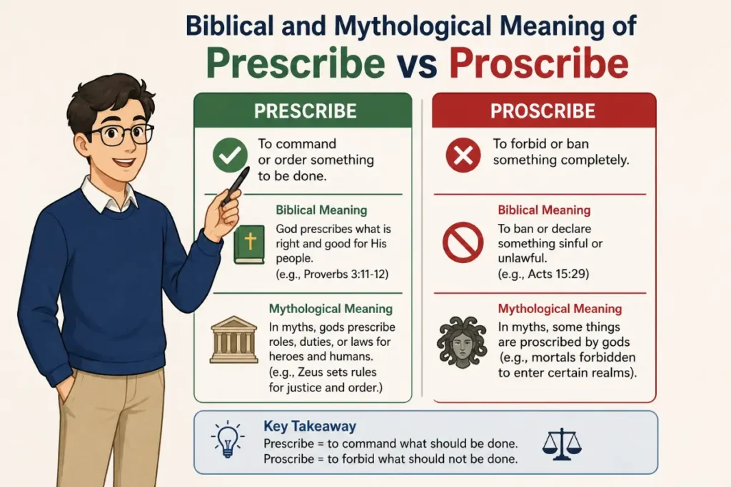 Biblical and Mythological Meaning of Prescribe vs Proscribe