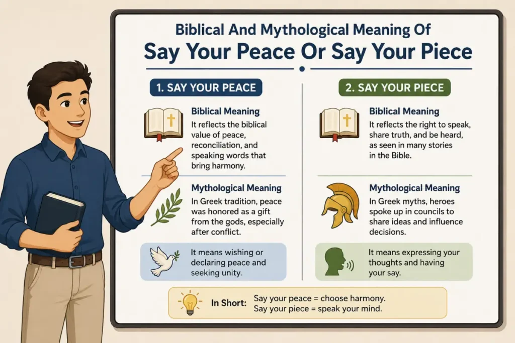 Biblical And Mythological Meaning Of Say Your Peace Or Say Your Piece