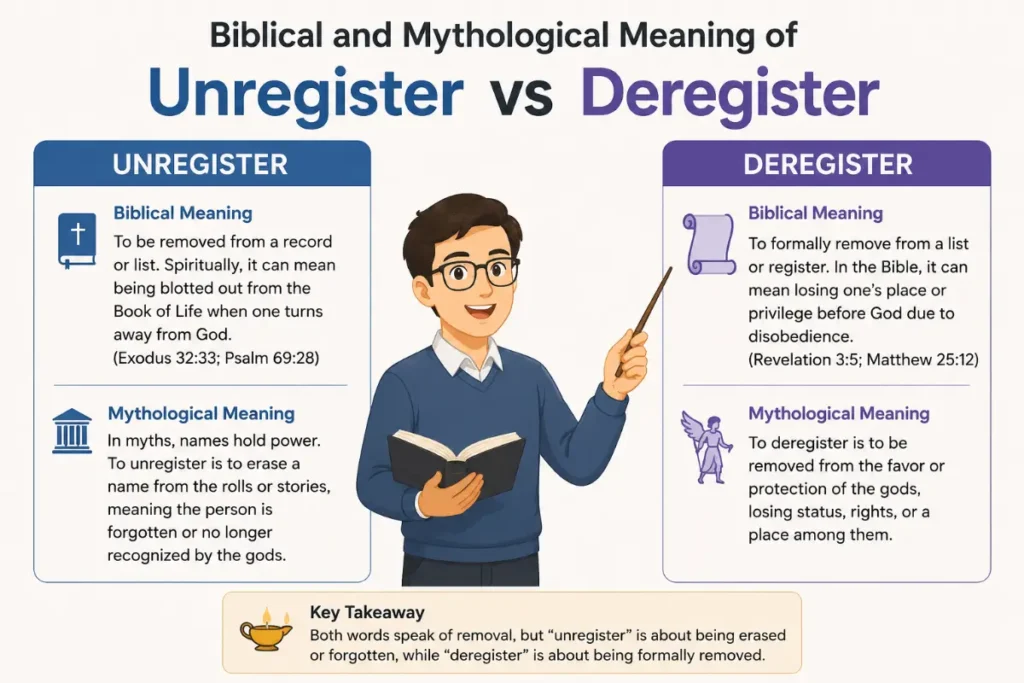 Biblical and Mythological Meaning of Unregister vs Deregister