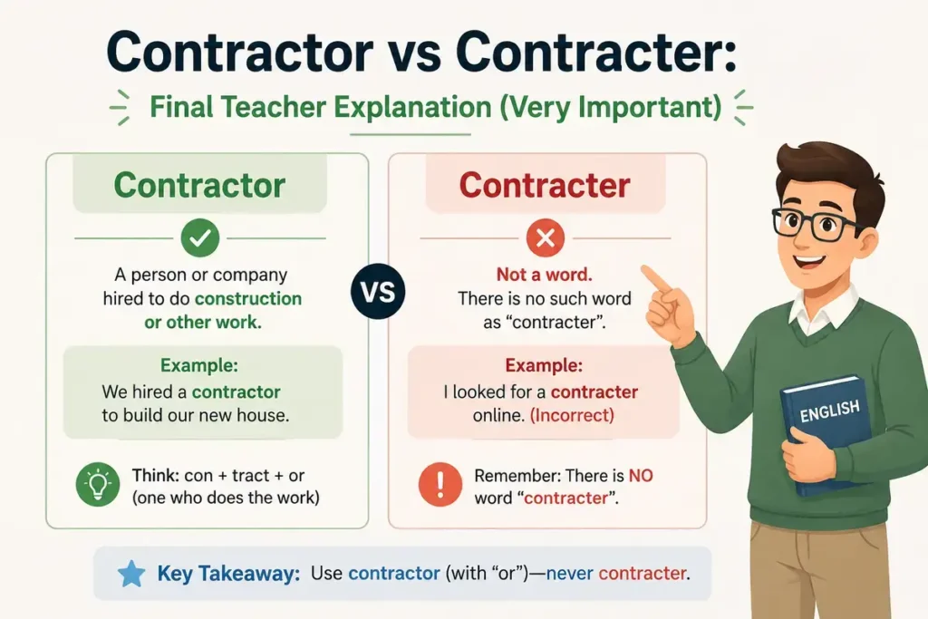 Contractor vs Contracter: Final Teacher Explanation (Very Important)