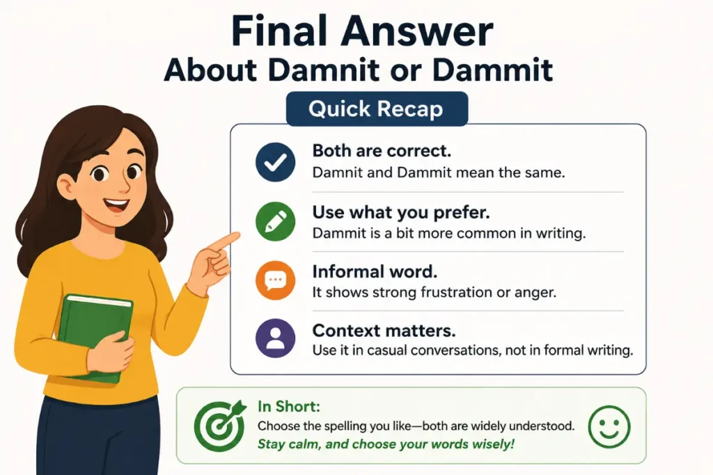 Final Answer About Damnit or Dammit (Quick Recap)