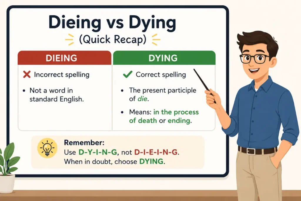Final Answer About Dieing vs Dying (Quick Recap)