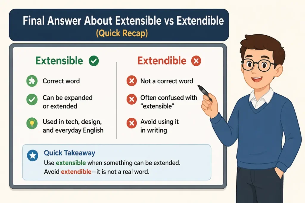 Final Answer About Extensible vs Extendible (Quick Recap)