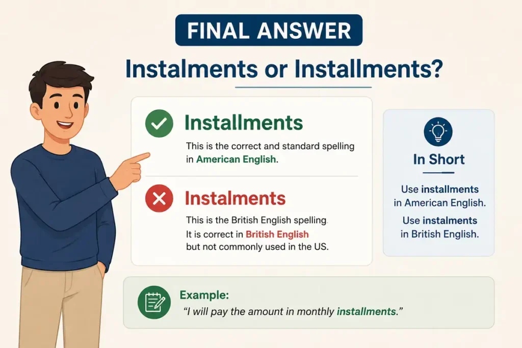 Final Answer About Instalments or Installments