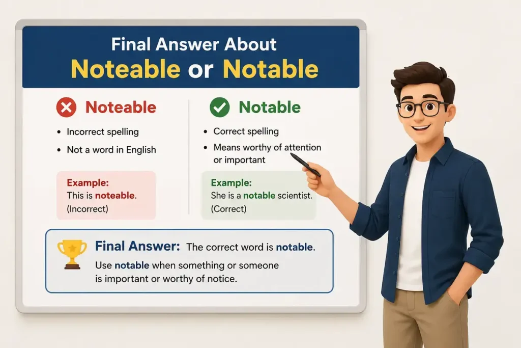 Final Answer About Noteable or Notable