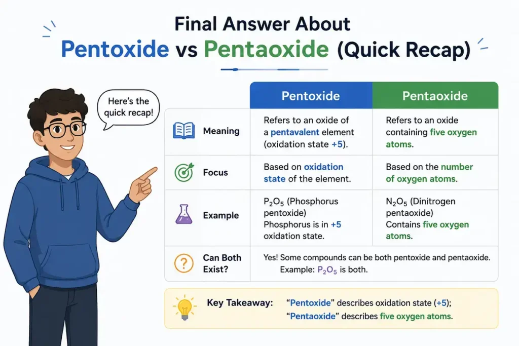 Final Answer About Pentoxide vs Pentaoxide (Quick Recap)