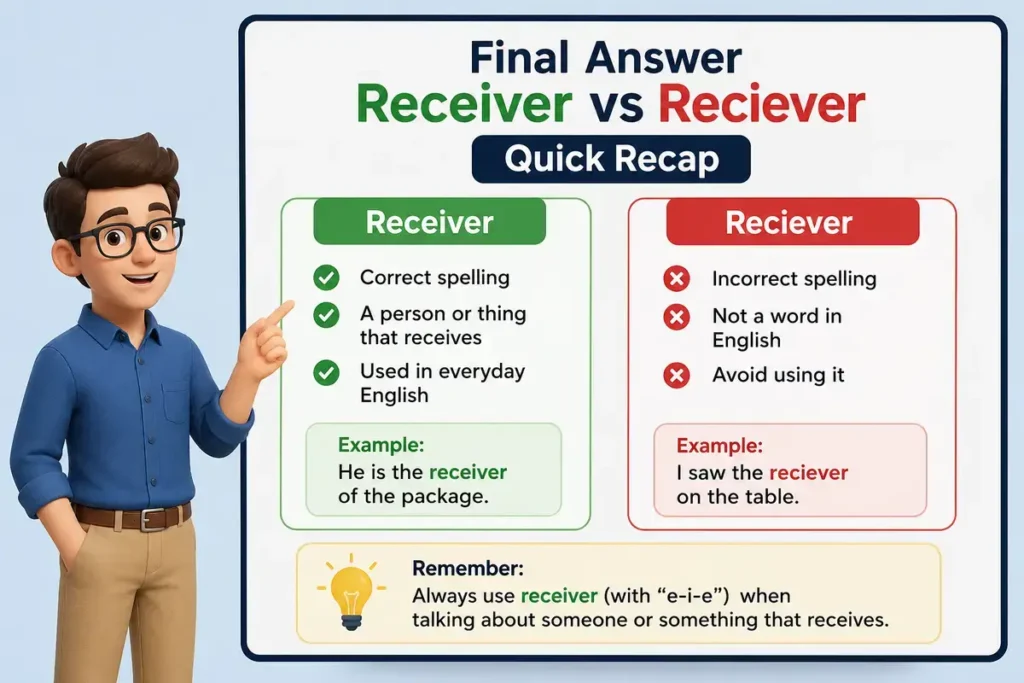 Final Answer About Receiver vs Reciever Quick Recap
