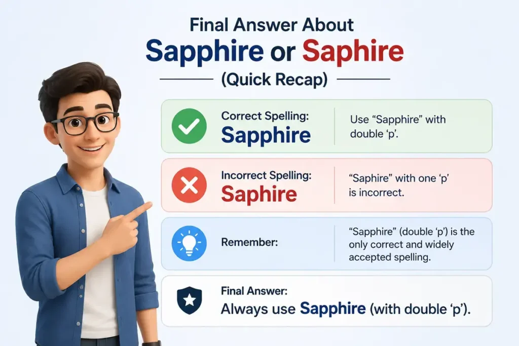 Final Answer About Sapphire or Saphire (Quick Recap)