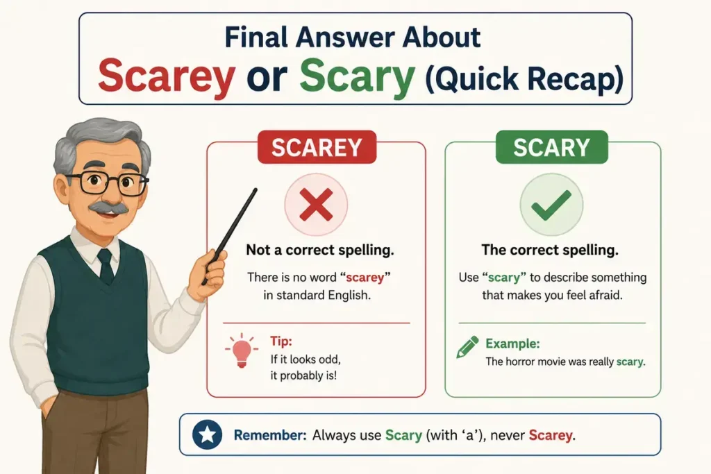 Final Answer About Scarey or Scary (Quick Recap)
