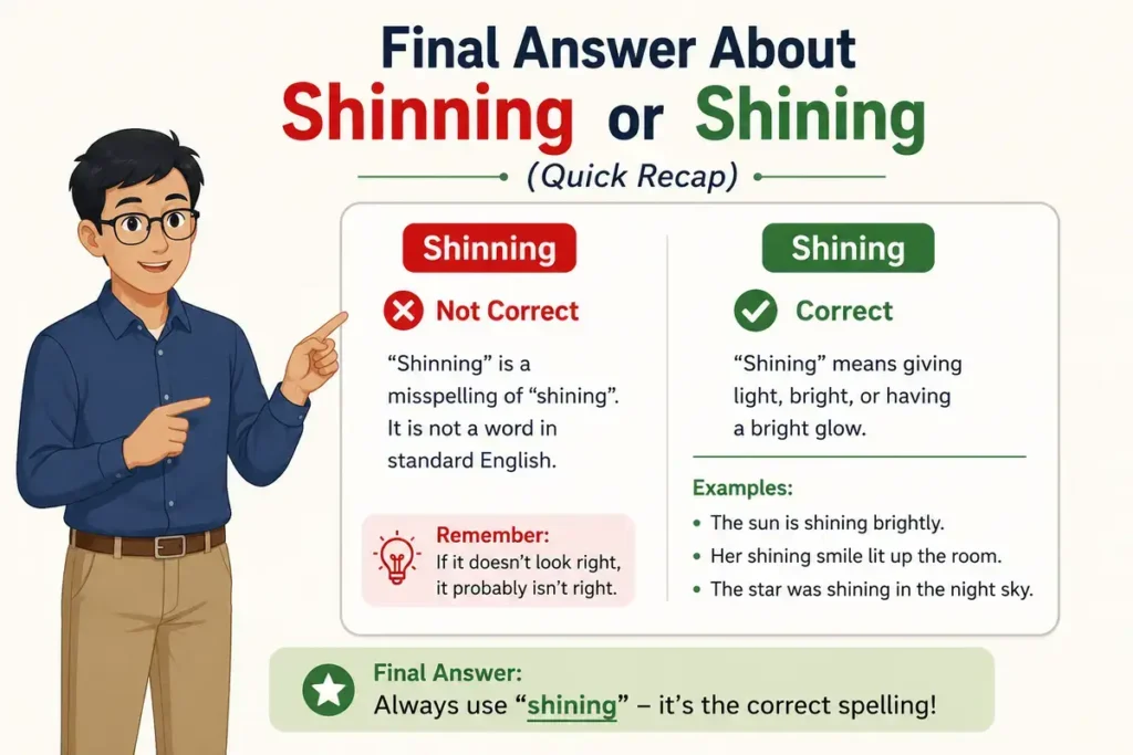 Final Answer About Shinning or Shining (Quick Recap)
