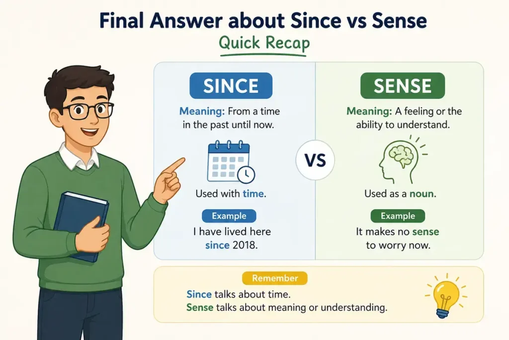 Final Answer about Since vs Sense Quick Recap