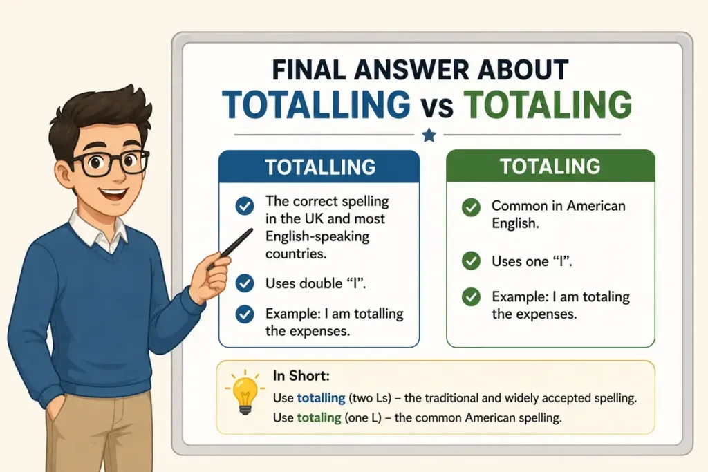 Final Answer About Totalling vs Totaling