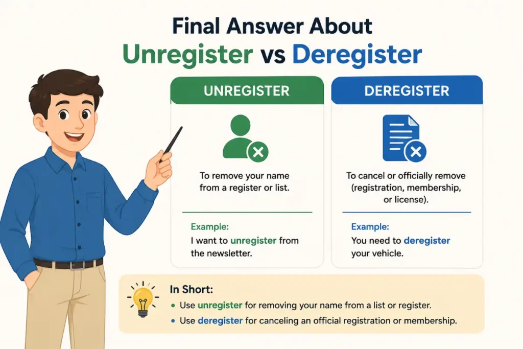 Final Answer About Unregister vs Deregister