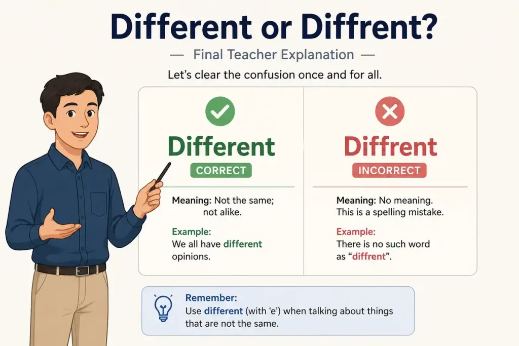 Final Teacher Explanation About Different or Diffrent