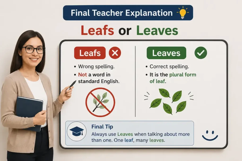 Final Teacher Explanation About Leafs or Leaves