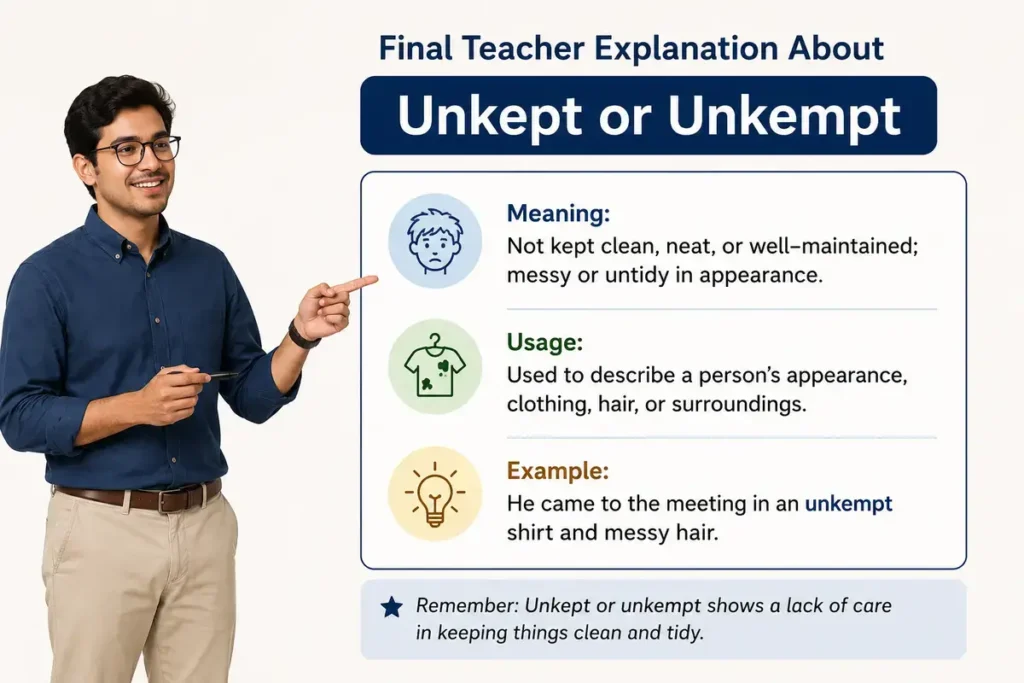 Final Teacher Explanation About Unkept or Unkempt